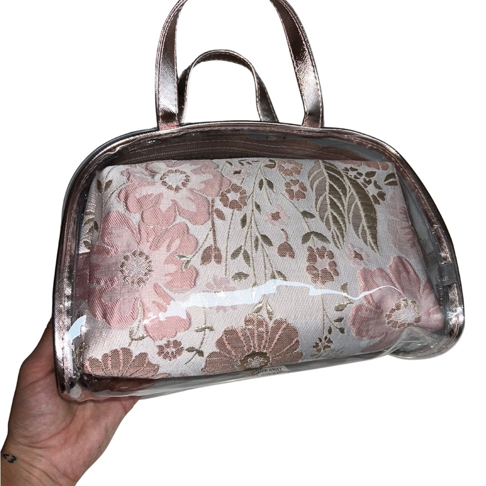 NWT Vince Camuto | 3-Piece Tote & Cosmetic Bag Set | Pink & Gold - Picture 3 of 8